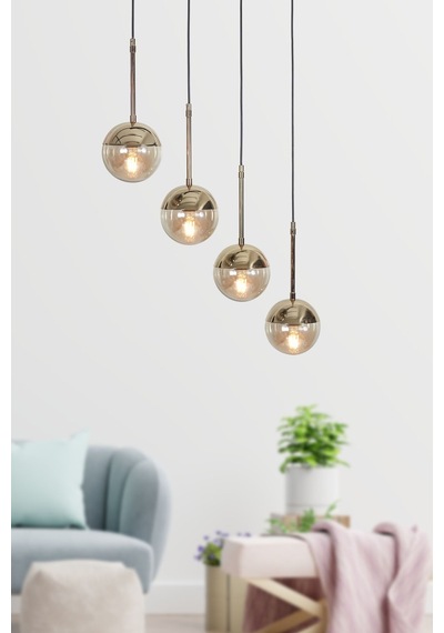 Luvia 4 Lü Gold-siyah Metal Gövde Bal Rengi Camlı Tasarım Lüx... Gold