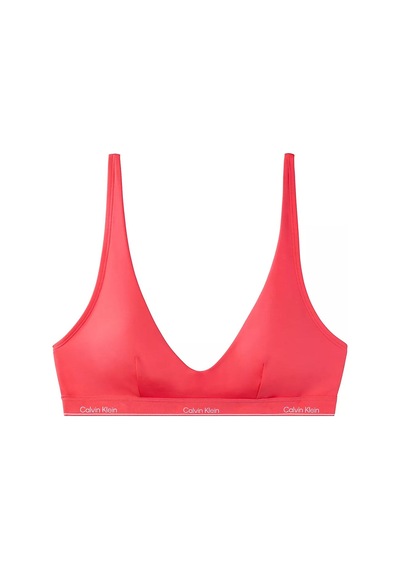 Calvin Klein Kadın Kalın Askı Ck Yazı Desenler Slim Fit Süngerli Pembe Bikini Üstü-16148