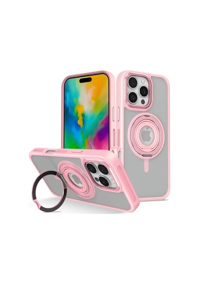 İphone 16 Pro Banza Magsafe Standlı Kapak - Pembe