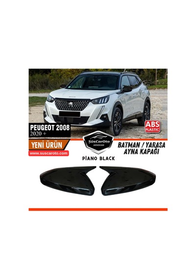 Peugeot 2008 2019 Sonrası Uyumlu Batman Yarasa Ayna Kapağı Piano Black Abs Plastik Sağ Sol Takım 00 Şüscaroto Aksesuar