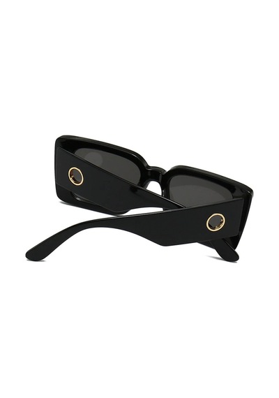 Zaveth Siyah Kemik Çerçeve Gold Detaylı Kare Vintage Retro Unisex Güneş Gözlüğü
