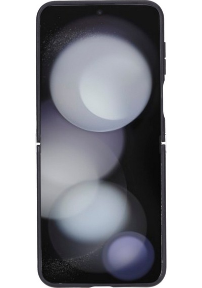 Samsung Galaxy Z Flip5 Uyumlu Deri Arka Kapak Parlak Siyah