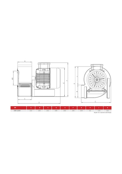 BVN Bahçıvan OBR 140M-2K 200 watt 1100 m3/h 2930 DD 220/230 volt Monofaze Tek Emişli Salyangoz Radyal Fan Aspiratör