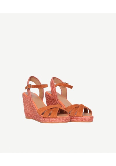 Yargıcı Çapraz Bantlı Dolgu Süet Espadril 26ykay4033x 081 Turuncu