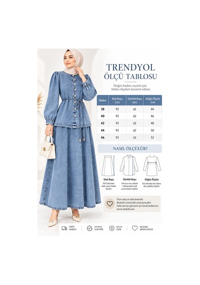 Miss Meliss Kadın Tesettür Kot İkili Takım Mavi Mavi