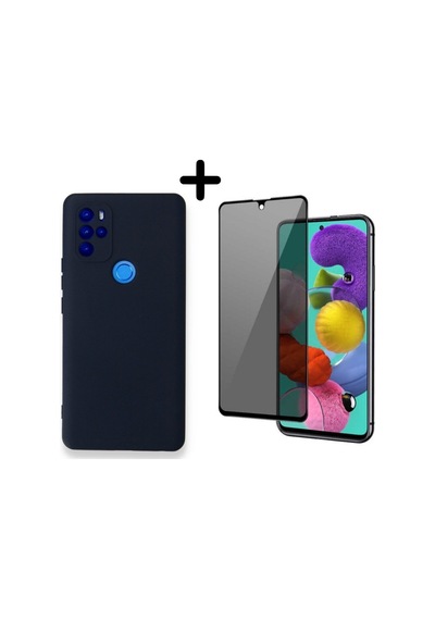 Omix X500 Lansman Içi Kadife Telefon Kılıfı Ve Hayalet Tam Kaplayan Cam Ekran Koruyucu Col179491-lacivert