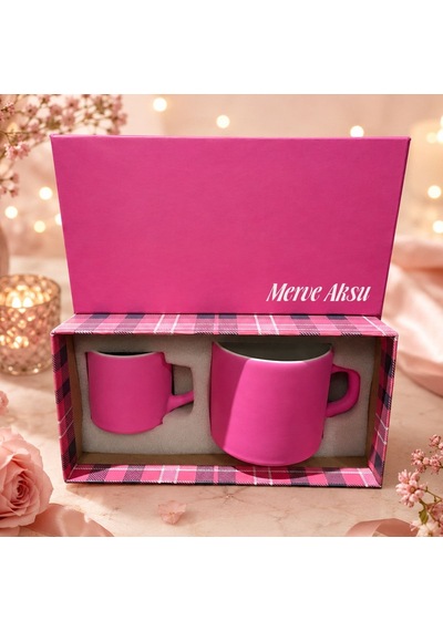 Bk Gift Kişiye Özel İsimli Kutulu Pembe Kutulu Türk Kahvesi Fincanı Ve Kupa Hediye Seti