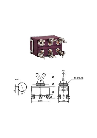 Ic-157s Swıon Toggle Switch On-off 15a 6p Ø12mm Xt-22b