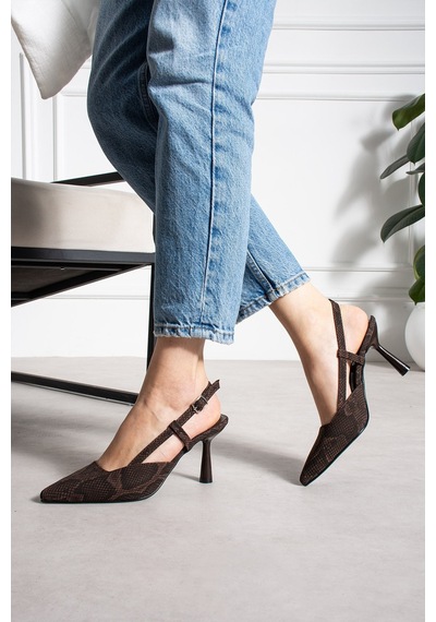 Dabab Shoes Snape Kadın Acı Kahve Yılan Desenli Sivri Burun 7 Cm Topuklu Slingback Ayakkabı Kahverengi Dabab Shoes Snape Kadın Acı Kahve Yılan Desenli Sivri Burun 7 Cm Topuklu Slingback Ayakkabı Kahverengi
