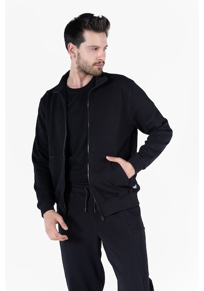 Owl 9150 Diagonel Fermuarlı Sweatshirt Siyah