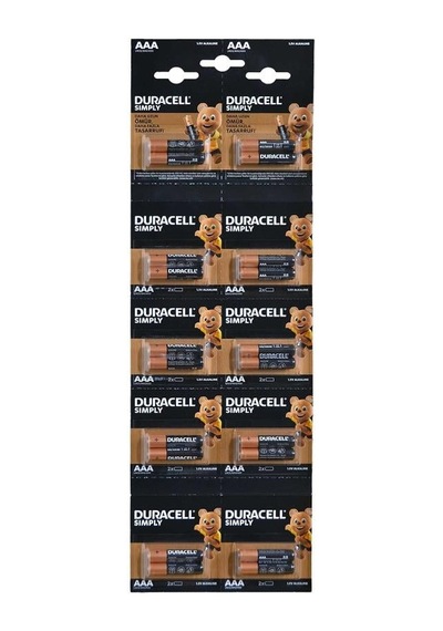 Duracell Alkalin 1.5 Volt Aaa 20 Li İnce Kalem Pil Lr03 Mn2400