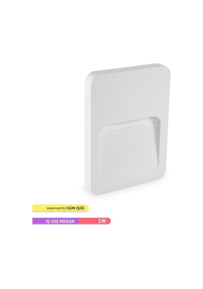 Ack Likia LED Duvar Armatürü 3000K Günışığı 2W Beyaz Kasa Duvar A Beyaz