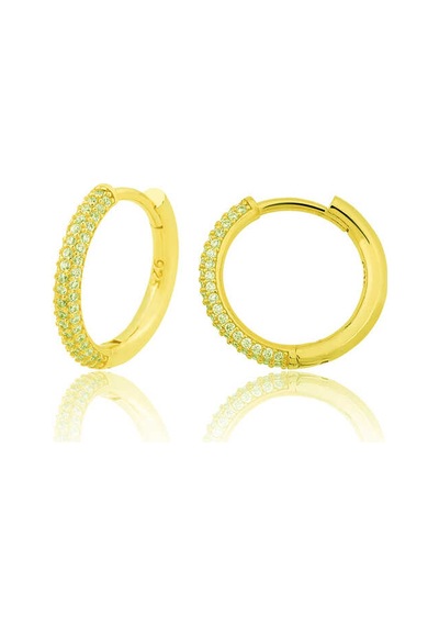 Gümüş Gold Halka Kadın Küpe 14 MM-Gümüş