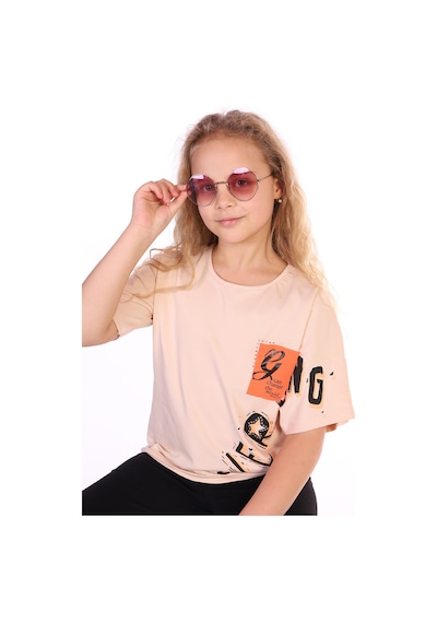 Toontoy Kids Toontoy Kız Çocuk Ever Young Baskılı Tişört Bej