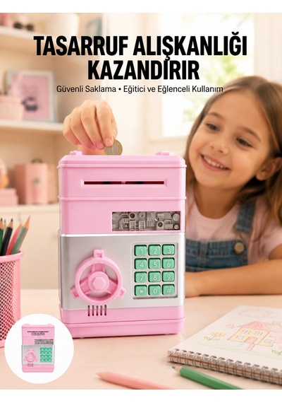 Büyük Hazneli Şifreli Para Tasarruf Kumbarası - Lisinya