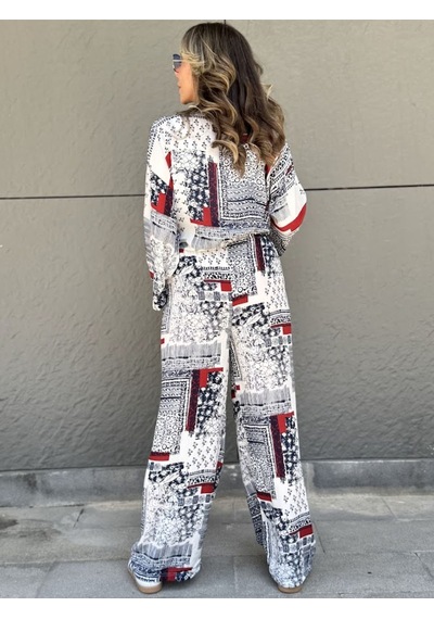 Kadın Mix Desenli İkili Kimono Takım - S504506 Çok Renkli
