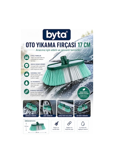 17 Cm Oto Yıkama Fırçası Yumuşak Kıllı Çizmez Araç, Cam Ve Jant Temizlik Fırçası Sapsız 1 Adet Karışık Renklerde Gönderilir