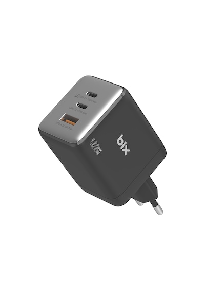 Bix Bx3p102g 100w Usb-c Usb-a 3 Portlu Gan Şarj Aleti Telefon Laptop İçin Pd 3.0 Hızlı Şarj Cihazı Koyu Gri