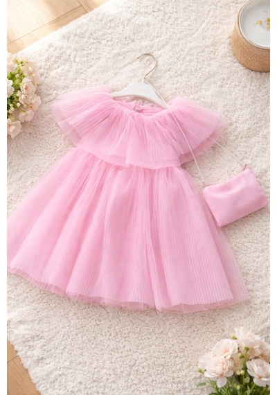 Uğur Bebe Çantalı Pembe Kız Çocuk Tül Prenses Elbise Volan Yaka Kabarık Özel Gün Şık Kombin Pembe Pembe Uğur Bebe Çantalı Pembe Kız Çocuk Tül Prenses Elbise Volan Yaka Kabarık Özel Gün Şık Kombin Pembe Pembe