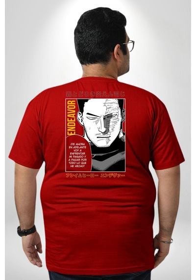 Angemiel Enji Todoroki Manga Büyük Beden Kırmızı Tişört Kadın Erkek Ünisex Sırt Baskılı Kırmızı