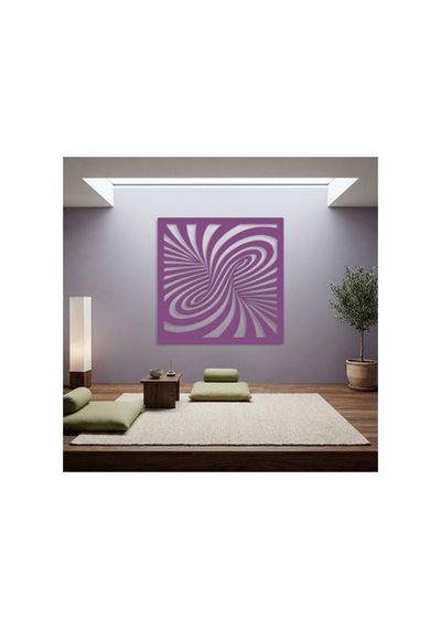 Optik İllüzyon Metal Duvar Tablosu - Metal Duvar Sanatı - Duvar Dekoru - 50 X 50 Cm Mor