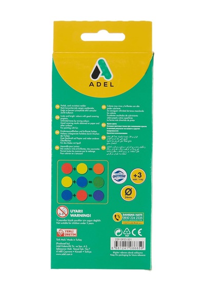 Suluboya, 12 Renk, 24 Mm Tablet, Canlı Ve Parlak Renkler, Fırça İçerir Çok Renkli