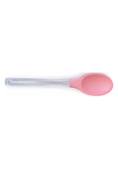 Silikon Kaşık, Mutfak Kullanımı İçin Şeffaf Saplı, Isıya Dayanıklı, Askılı Tasarım 2, Pembe