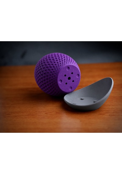 3d Baskı Küre Saksı - Kafes Dokulu İki Parçalı Dekoratif Saksı - Mor-gri Çok Renkli