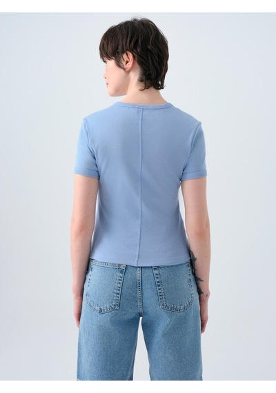 Fitted Kadın Tshirt K.kol Mavi
