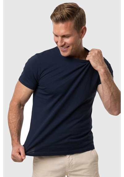 Rizzup Erkek Lacivert Slim Fit %90 Pamuk Likralı Yumuşak Dokulu Basic Tişört 1801131