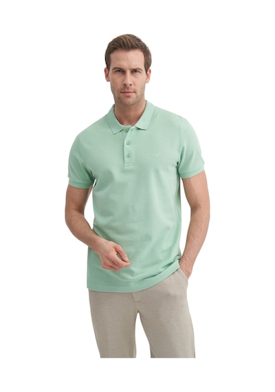 Cazador Erkek Polo Yaka Slim Fit Pike Düz Pamuklu Tişört SU YEŞİLİ