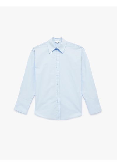 Koton Regular Fit Pamuklu Uzun Kollu Poplin Gömlek Mavi 6sak60117pw Mavi