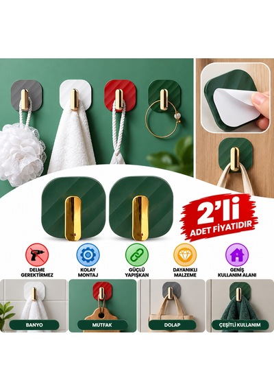 2li Yapışkanlı Retro Askılık Dolap Kapak Kulpu Kırmızı Belirtilmemiş