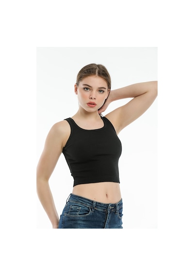 Kadın Crop Örme Atlet-tişort Spr21y12 001