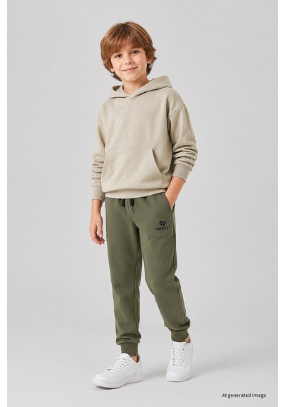 TOMMYLIFE Standart Fit 2li Paket Siyah-haki Erkek Çocuk Eşofman Alt - 11205 Siyah - Haki