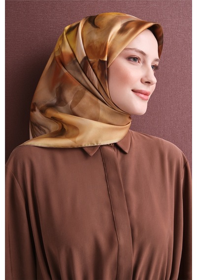 Armine Sura İpek Eşarp 2026-2027 - Sonbahar Kış-asm9603 Sarı