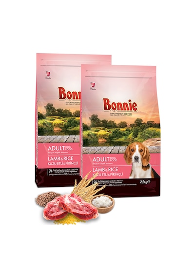 Bonnie Kuzu Etli ve Pirinçli Yetişkin Köpek Maması 2 x 2500 G