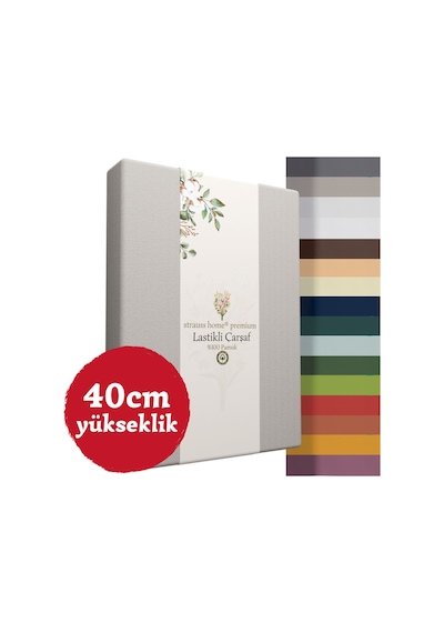 Home Premium Lastikli Çarşaf Yüksek Yataklara Özel 40cm Yükseklik Penye %100 Pamuk 150gr/m2 Oeko Tex Koyu Gri