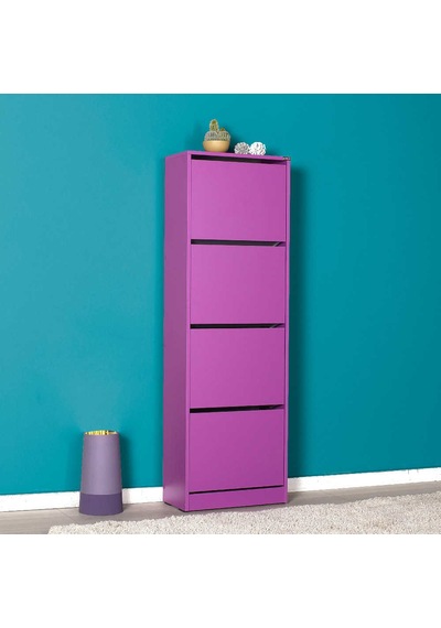 Flat Duo 4 Katlı Ayakkabılık Dolabı - Mor