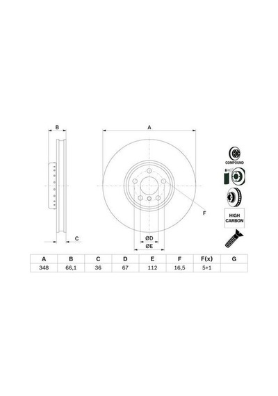 Bosch 0986479f58 Fren Diski Ön Sol Bmw G20 G30 G11 G01 G02 G05 G14 G15 G31 34116860911