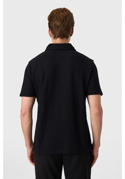 Back And Bond Regular Fit Düğmesiz Siyah Polo Yaka Tişört