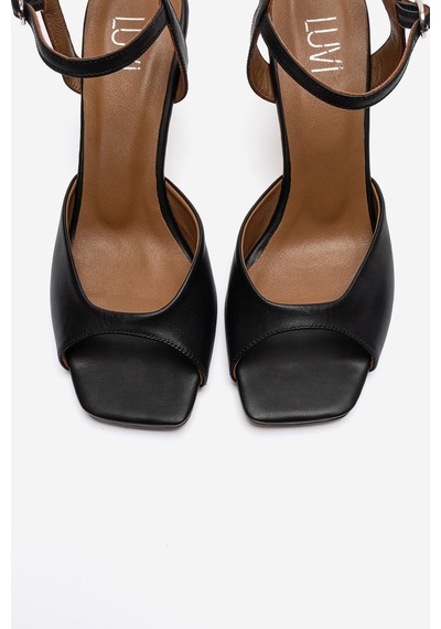 Luvishoes Elvıa Siyah Cilt Hakiki Deri Kadın Topuklu Ayakkabı