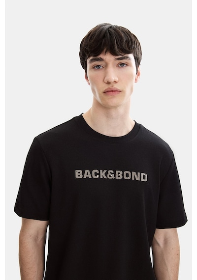 Backandbond Siyah Baskılı Regular Fit Bisiklet Yaka Tişört