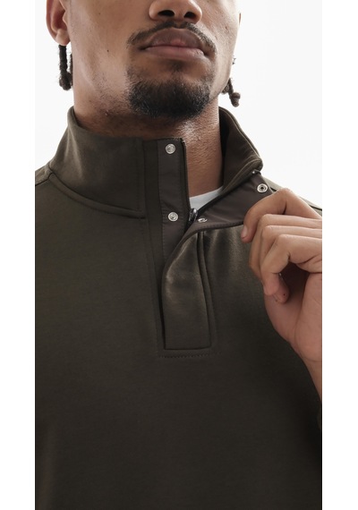 Boğazlı Sweatshirt Haki