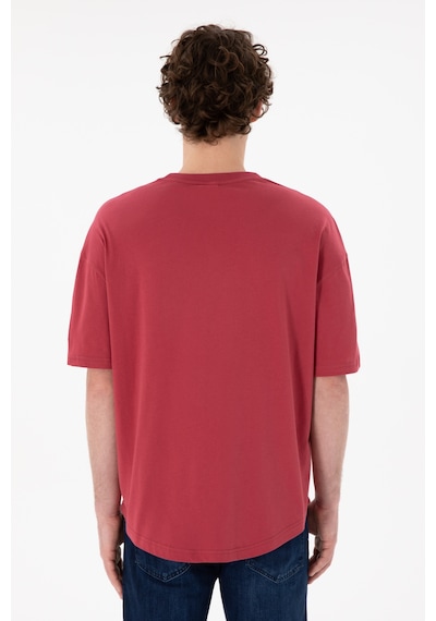 U.S. Polo Assn. Erkek Long Fit Bisiklet Yaka Vişne Basic Tişört 50305988-VR223