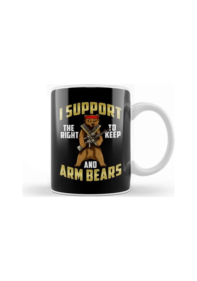 Funny I Support The Right To Arm Bears Gun Pun Kupa Bardak Porselen Karışık