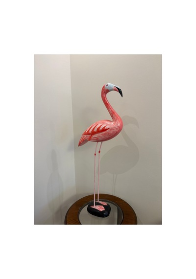 El Yapımı Flamingo Heykeli Büyük Boy Tropikal Ev Ve Bahçe Dekorasyonu Biblo Obje