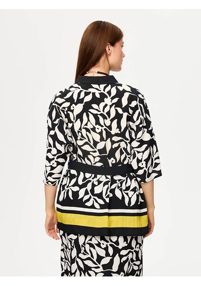 Faik Sönmez Eteği Sulu Monochrome Desen Kimono S26kmn001 Us26kmn00110 Siyah