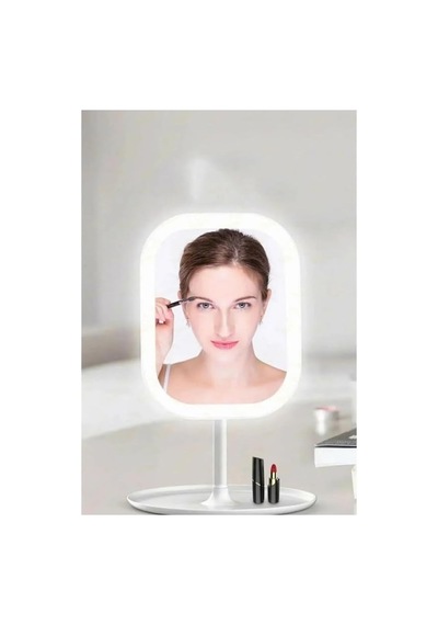 Tr Masaüstü Dokunmatik Makyaj Aynası Led Işıklı Beyaz Renk Make Up Mirror 3 Modlu Standlı Genel