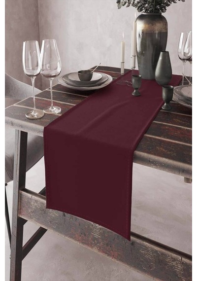Bordo Desensiz Sade Premium Runner Masa Örtüsü Rnr007n11